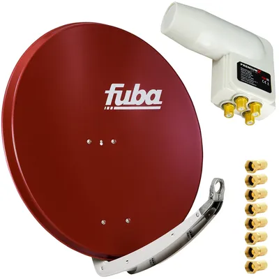 Produktbild von Fuba DAA 850 R 85x85cm Sat Schüssel Alu Rot PremiumX LNB Quad 8x F-Stecker