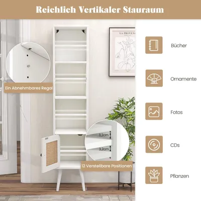 Produktbild von Hoher freistehender Rattanschrank mit verstellbaren Regalen