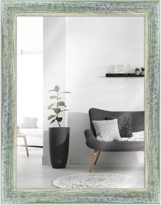 Produktbild von MendeFrames Wandspiegel H640 Shabby-Chic grün 70x70 cm