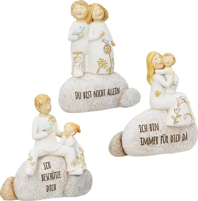 Image de Gilde Figur, "Mutmacher", Spruch, Kunstharz, naturfarben, L. 5 cm, B. 11 cm, H. 12 cm 57471 4063387574713 3 Stück (3-fach sortiert)