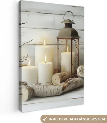Produktbild von Leinwand Bilder 20x30 cm - Natur - Kerzen - Weiß, Wandbilder, Wanddeko Wohnzimmer, Bild