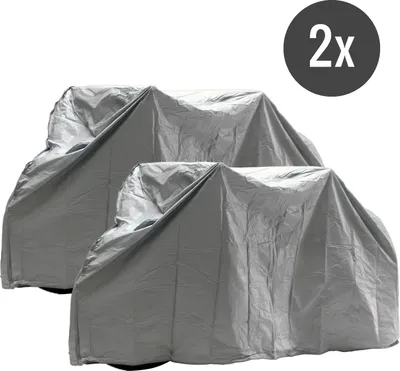 Produktbild von Fahrrad Abdeckplane Fahrradgarage 2er Set wasserdicht robust, 200x110 cm, grau, PEVA, Klettverschluss, 239 g