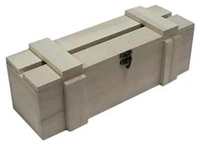 Holzkiste für Weinflasche, unbehandelt, 36x12x12 cm