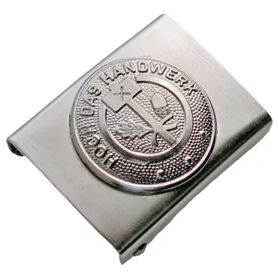 Produktbild von Koppelschloss Hoch Das Handwerk und Zunft – silbern - für Lehrling oder Azubi - für 4,5 cm breite Koppelgürtel