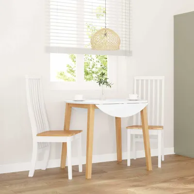 Produktbild von Möbel Esszimmerstühle 2 Stk. Weiß Massivholz Gummibaum - Esszimmerstühle 4102458
