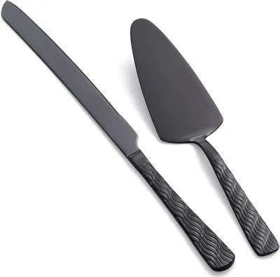 Produktbild von Kuchenschneideset Edelstahl, 2-teilig, schwarz, für Feiern