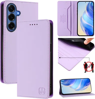 Obrázek produktu pro Kožené pouzdro pro Samsung Galaxy S26+, flipové pouzdro s přihrádkami na karty, peněženkou a stojánkem Fialový