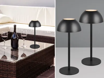 Produktbild von 2er SET Akku LED Outdoor Touch Tischlampen ohne Kabel in Schwarz, 30cm klein