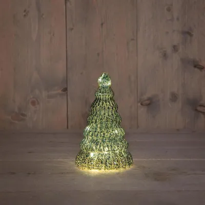 Produktbild von Anna's Collection Weihnachtsbaum aus Glas, grün, 17,5 cm Höhe, 10,5 cm Breite, LED mit Timer