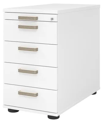 Produktbild von bümö office Standcontainer - mit 4 Schubladen - Nachbildung: Weiß, Griff: Streifengriff (Kunststoff)