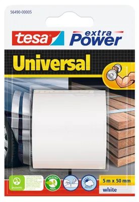 Produktbild von Tesa 56490-00005 Leinwandband für Reparaturen, Befestigung, Verpackung, Markierung und Versiegelung, weiß, 5 m x 50 mm