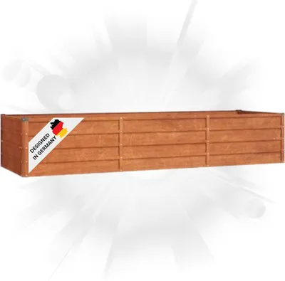 Produktbild von DELUKE® Hochbeet aus Cortenstahl ISAK | unten offen | Pflanzenbeet Gartenbeet Metall Blumenbeet Beet hoch Frühbeet für Garten Gemüsebeet, 240x80x45cm
