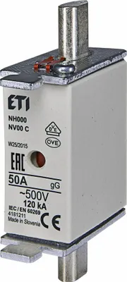 Immagine prodotto di Cartuccia ETI NH000 gG 50A 500V Industriale 1 pz