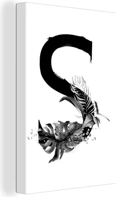 Produktbild von OneMillionCanvasses® - Leinwandbilder - 90x140 cm, Dschungelbuchstabe S - schwarz und weiß, Wandbilder Kunstdruck Wanddekoration - Wandschmucke - Schlafzimmer