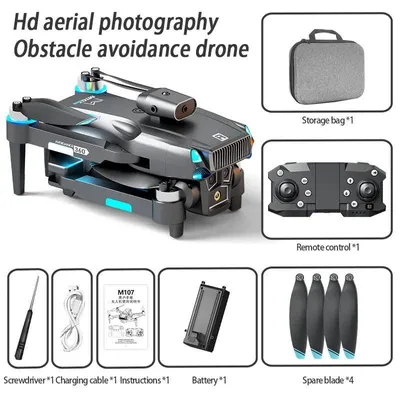 Immagine prodotto di Drone RC M107 - Quadricottero - Telecamera Wi-Fi 480P - Motore brushless - Portata 100 m - Autonomia di volo 10–20 min - Senza schermo - Nero