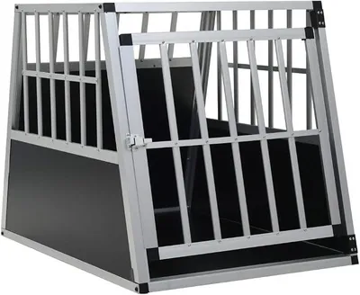 Produktbild von Transportbox aus Aluminium für Hunde, Transportbox für Hunde, Tiere mit einer Tür, 65 x 91 x 69,5 cm