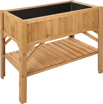 Produktbild von tectake® Hochbeet aus Holz, mit Ablage 119 x 57 x 90 cm
