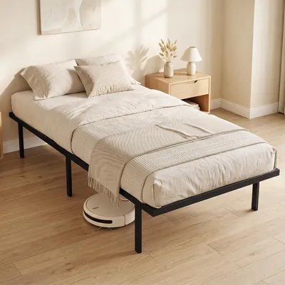 Einzelbett mit Stauraum, 35,5 cm Höhe, Schwarz, Metall