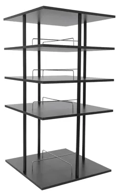 Produktbild von Schuhaufbewahrung - Drehbarer Schuhturm 4 Ebenen - 360° Rotierbar - Für 16 Paare - Stabiler Metallrahmen - 57×57×107 cm - Schwarz