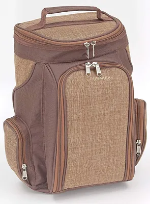 Produktbild von BRUBAKER Wein oder Champagner Picknicktasche Rucksack mit Gläsern für 2 Personen mit Kühlfach Braun 20 × 17 × 36 cm