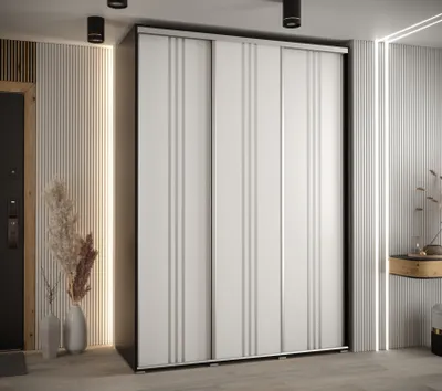 Produktbild von Kleiderschrank YVONA 6 – 180/60 cm, schwarz/weiß/silber