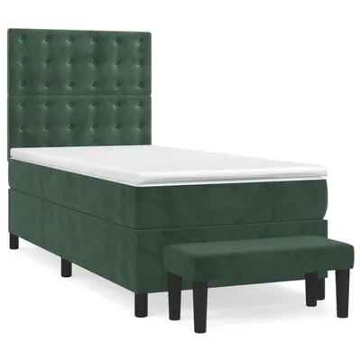 Produktbild von Boxspringbett mit Matratze Dunkelgrün 90x190 cm Samt