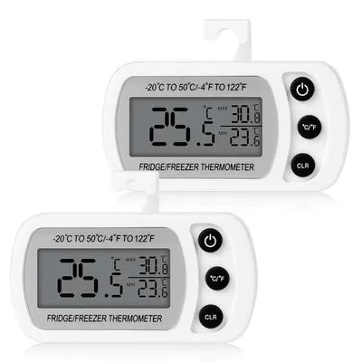Produktbild von 2 Stück Kühlschrankthermometer, Kühlschrankthermometer Digital, Magnetische Kühlschrank Thermometer mit Haken, Gefrierschrank Thermometer, LCD-Display