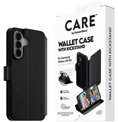 Zdjęcie produktu dla PanzerGlass PG CARE Samsung A57 Wallet Kickstand, Z klapką, Samsung, Galaxy A57 5G, 17 cm (6.7"), Czarny
