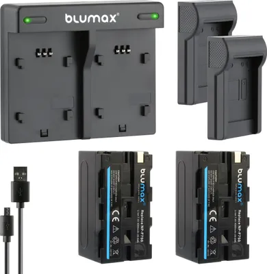 Produktbild von 2x Akku + Lader für Sony NP-F750 NP-F330 F550 F730 F770 F930 F970  4000 mAh