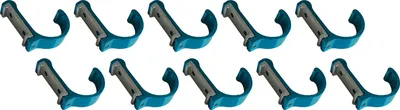 Productafbeelding van Set van 10 aluminium kledinghaken, kapstokken (gebogen, lichtblauw)