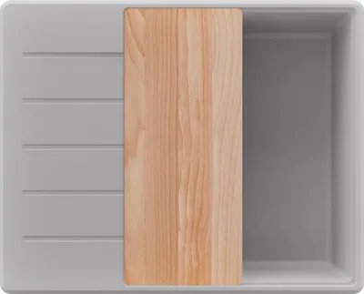 Produktbild von PRIMAGRAN Spülbecken Grau 62x50cm, Granitspüle 1 Becken + Ablauf-Set + Schneidebrett, Küchenspüle ab 50er Unterschrank - Kopenhagen