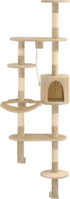 Produktbild von Wandkratzbaum mit Sisal-Kratzsäulen 194 cm Beige