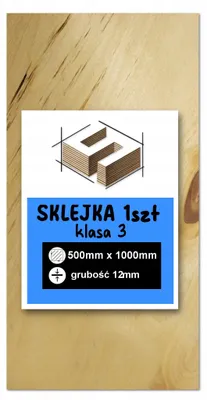 Zdjęcie produktu dla Sklejka brzozowa, formatka prostokątna do grawerowania laserowego – CNC, modelarstwo, pirografia, decoupage, malowanie, dekoracje i rękodzieło DIY – klasa 3 – 50 × 100 cm (500 × 1000 mm) – 12 mm – 1 szt.