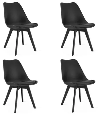 Image de Chaise - Leobert - Mark - Noir/Pieds Noirs - 49 X 43 X 82 Cm - Lot De 4