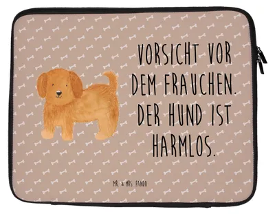 Produktbild von Mr. & Mrs. Panda Laptop Hülle Hund Flauschig 20 x 28 cm - Hundeglück - Geschenk, Hundebesitzer, Computertasche, Laptoptasche, Tasche, Laptophülle, Sleeve, Sprüche, Hunde