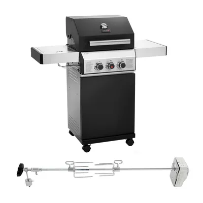 Produktbild von TAINO BLACK 2+1 + Drehspieß-Set Gasgrill mit Seitenbrenner Gasgrill 2 Brenner Matt Schwarz