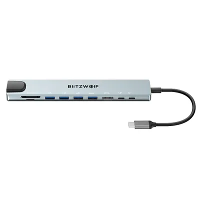 Produktbild von 10 in 1 USB Hubs USB3.0 / USB2.0 / Typ-C 2.0 / RJ45-Ethernet / 100 W PD-Aufladung / SD-TF-Kartensteckplätze Dockingstation