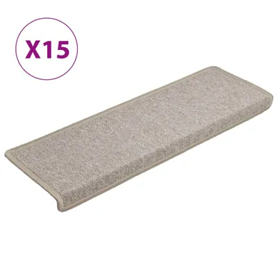 Obrázek produktu pro Schodové rohože 15 ks 65 x 21 x 4 cm béžové s obdélníkovým okrajem
