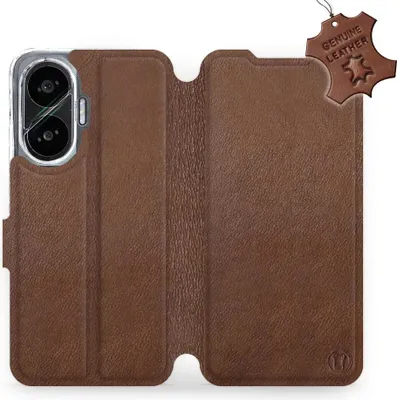 Produktbild von Echtleder Handyhülle für Xiaomi POCO F7, Mobiwear Leather, Braun