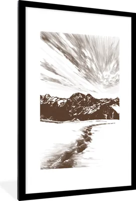 Produktbild von MuchoWow® MuchoWow® Gerahmtes Poster Berg - Strand - Meer 60x90 cm - Poster mit zchwarzem Bilderrahmen - Dekoration - Wandposter Wohnzimmer - Hochwertig