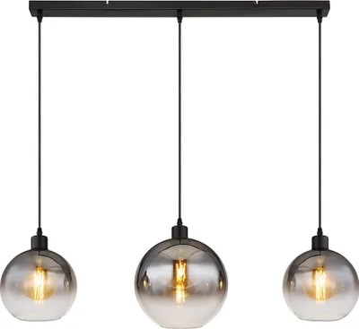 Produktbild von Hängeleuchte, 3-Flammig, Rauchglas, schwarz, L 95 cm