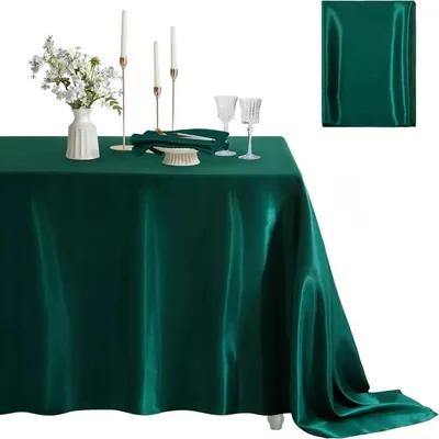 Immagine prodotto di Tovaglia in raso, rettangolare, 152x305 cm, verde scuro, in poliestere