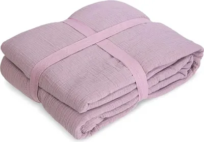 Produktbild von Musselin Decke ca. 130x180 cm | Kuscheldecke aus Baumwolle & Fleece | weich, atmungsaktiv, flauschig | Wohndecke für Sofa, Bett | verschiedene Farben (rosa)