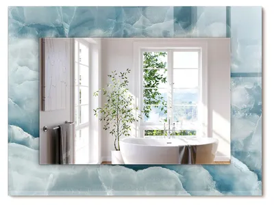 Produktbild von Blaue Marmortextur – Rechteckiger Spiegel mit Druck 80x60 cm – Modern - Dekorativ für die Wand