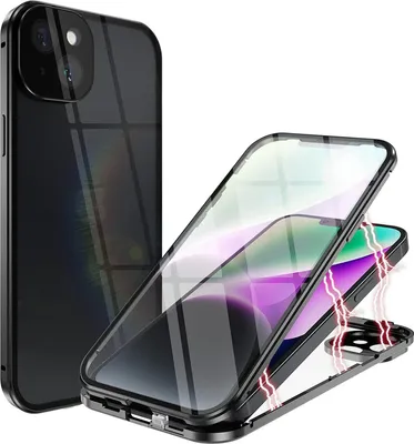 A black iPhone case is shown, with a second case disassembled to reveal its magnetic closure system.