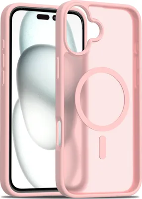 Produktbild von Magnetisch Hülle für iPhone 16 Plus, Kompatibel mit MagSafe, Transluzente Matt Rückseite Stoßfeste Handyhülle Pink