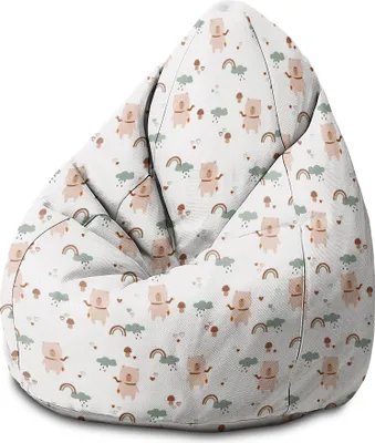 Produktbild von Dreamroots Sitzsack Kinder mit füllung, Bodenkissen Kinder Sitzsack, Sitzsack Kinderzimmer 70x70x105 cm, , Bear and Mushrooms