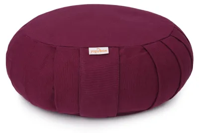 Produktbild von yogabox Meditationskissen / Yogakissen Zafu BASIC mit ZIP - aubergine 31 x 31 x 15 cm  Buchweizenschalen