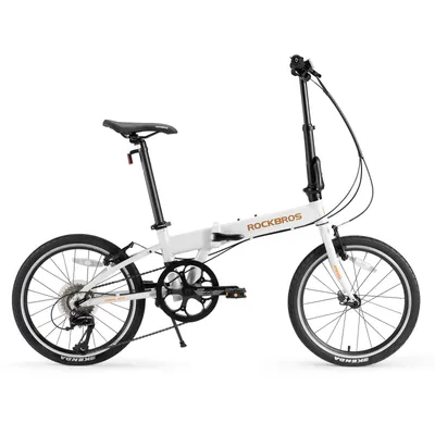 Immagine prodotto di ROCKBROS MBS, bicicletta pieghevole da 20 pollici con 8 velocità, telaio in alluminio, leggera e portatile, adatta sia a uomo che a donna, colore bianco