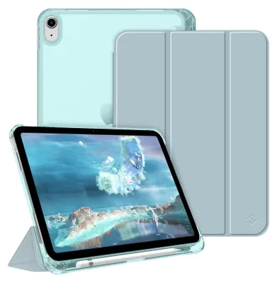 Produktbild von Fintie Hülle für iPad (A16) 11 Generation 11 Zoll 2025, iPad 10 Generation 10.9 Zoll 2022 mit Stifthalter - ultradünne leichte Schutzhülle mit transparenter Rückseite, Auto Schlaf/Wach, Esiblau